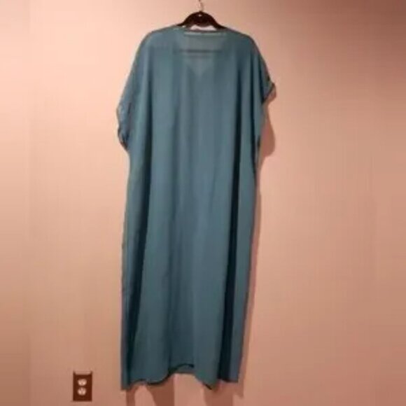 YUKA BEACH cover up beaded front neckline sleeveless aqua size Medium - Picture 3 of 5
